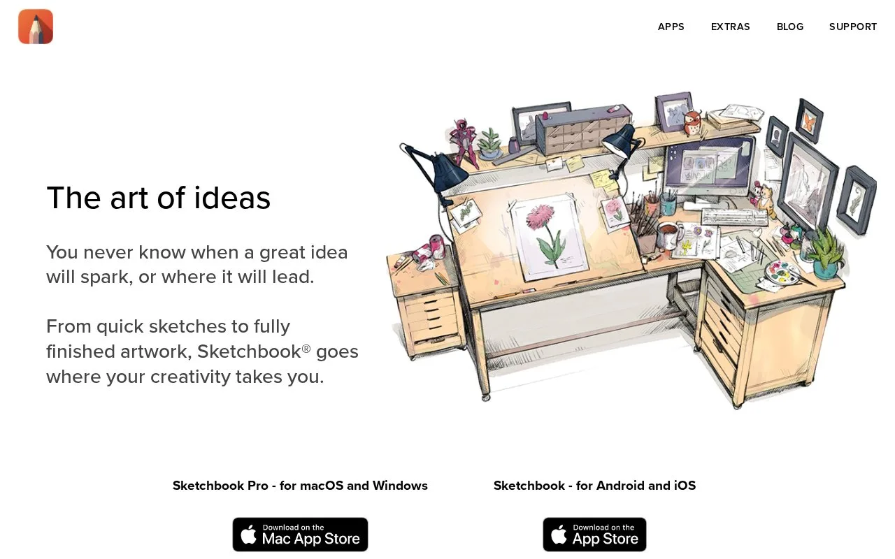 Screenshot of the Sketchbook homepage