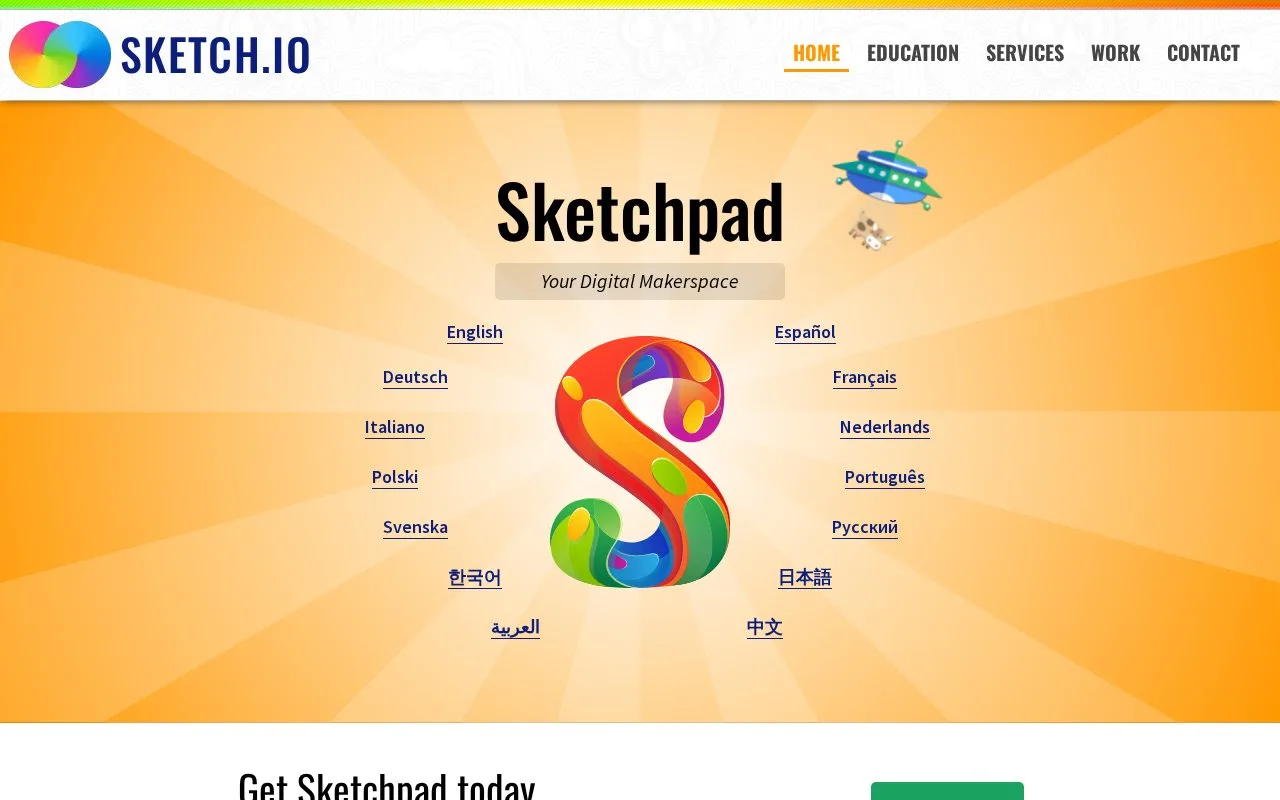 Screenshot of the Sketchpad homepage
