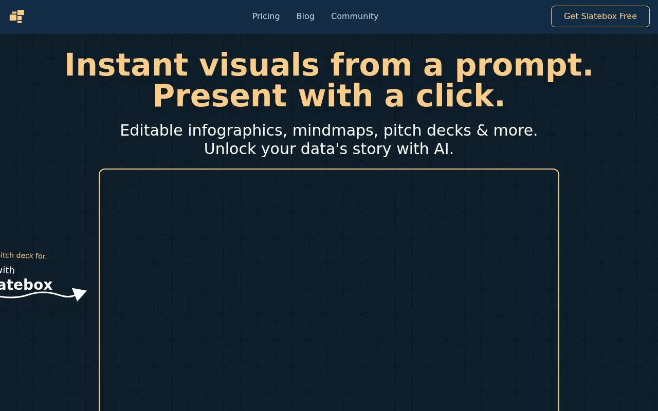 Screenshot of the Slatebox homepage
