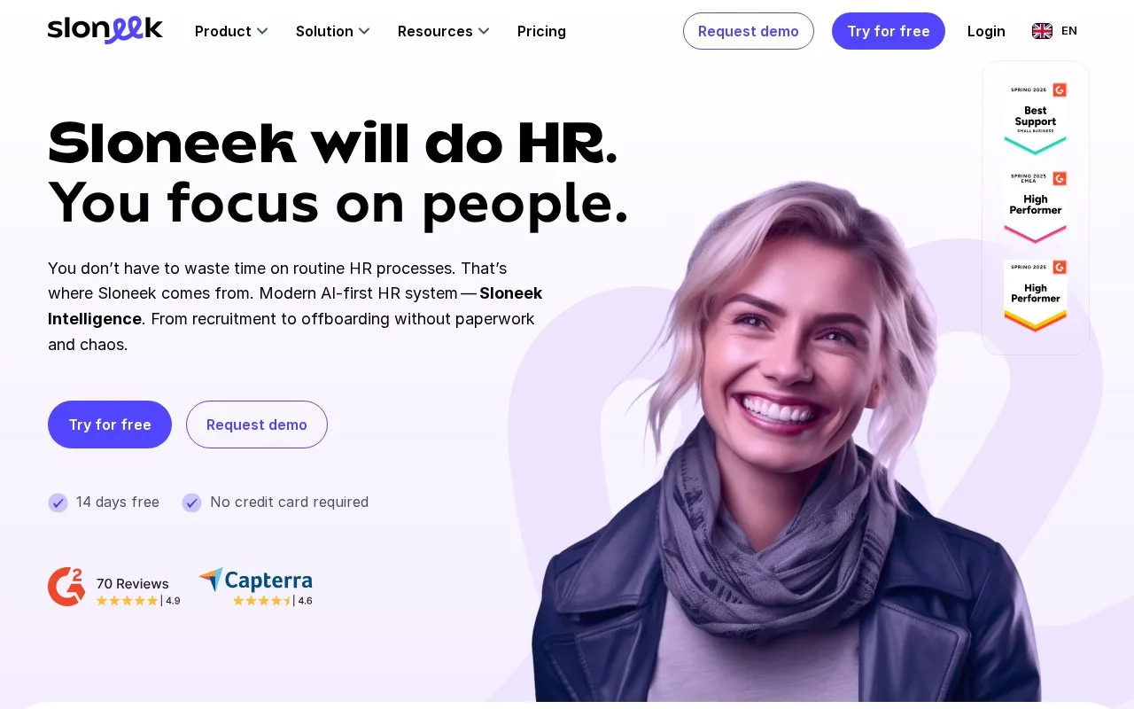 Screenshot of the Sloneek homepage