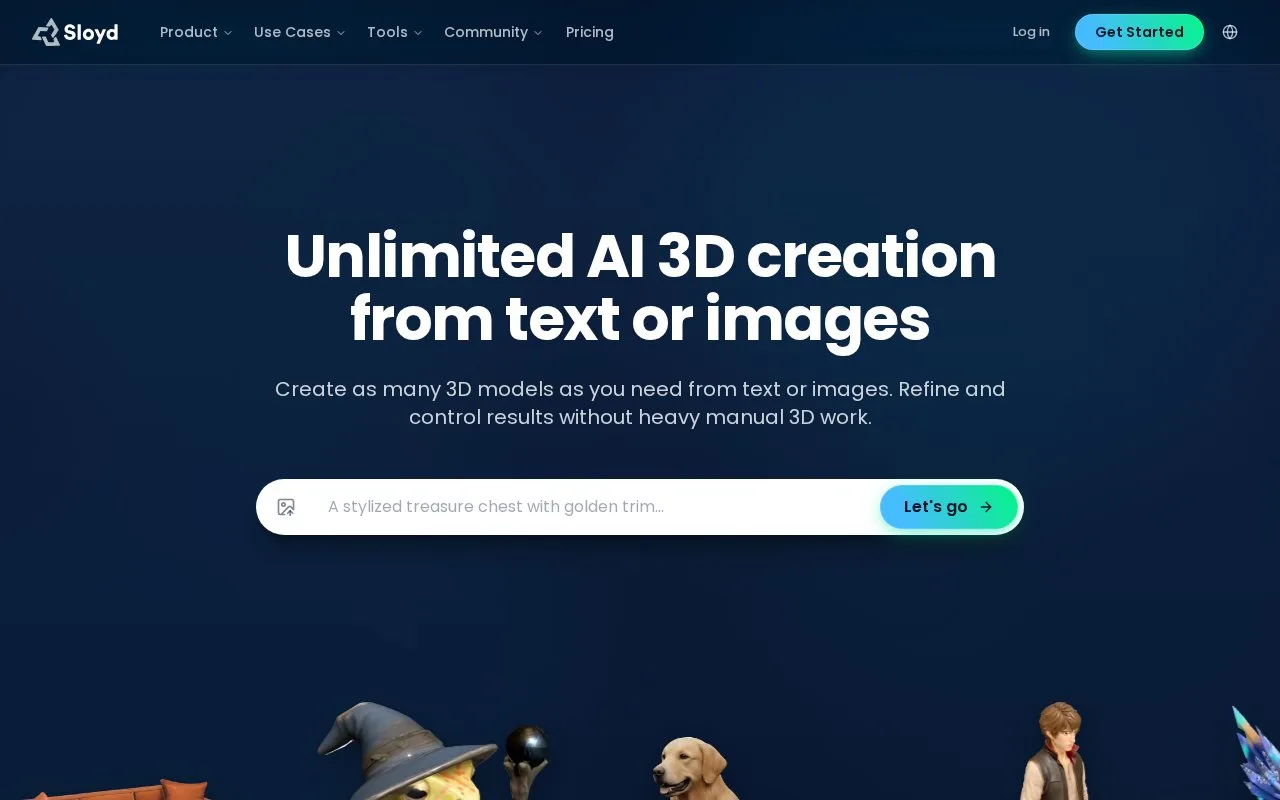 Screenshot of the Sloyd homepage