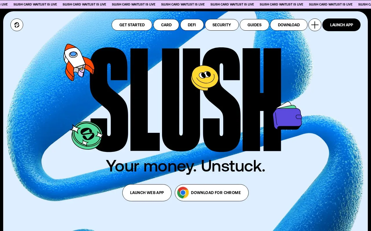 Screenshot of the Slush homepage