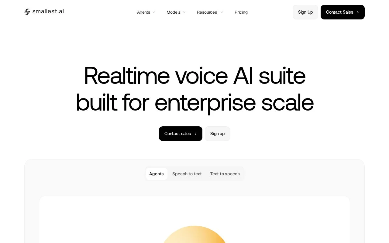 Screenshot of the Smallest AI homepage