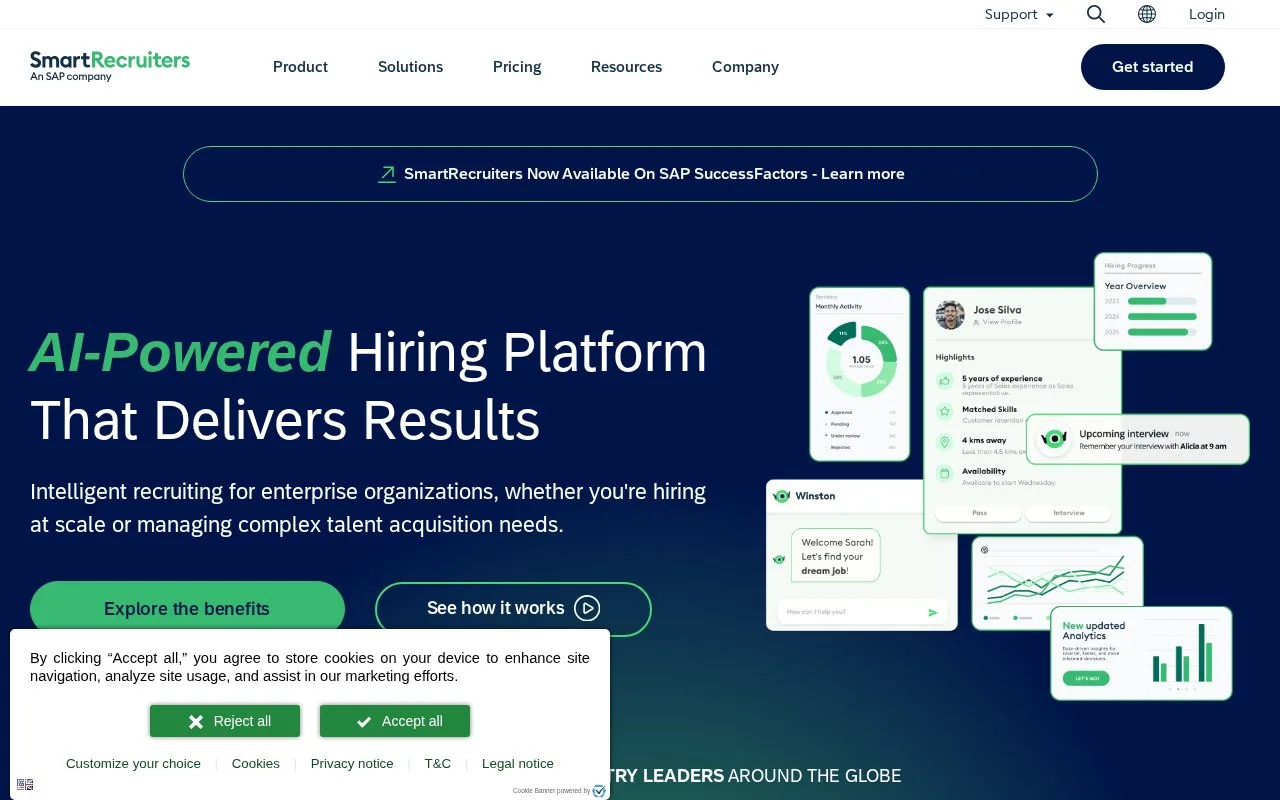 Screenshot of the SmartRecruiters homepage
