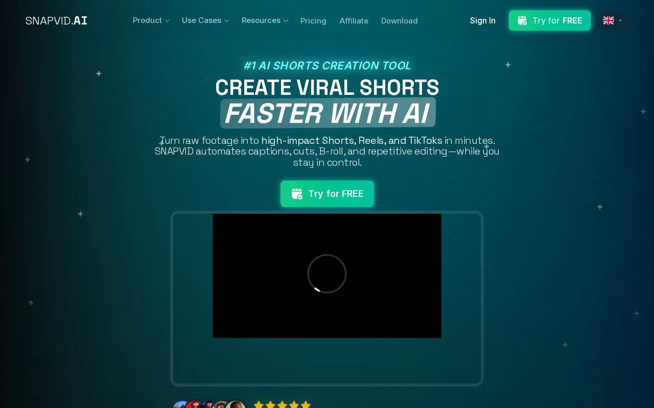 Screenshot of the SNAPVID.AI homepage