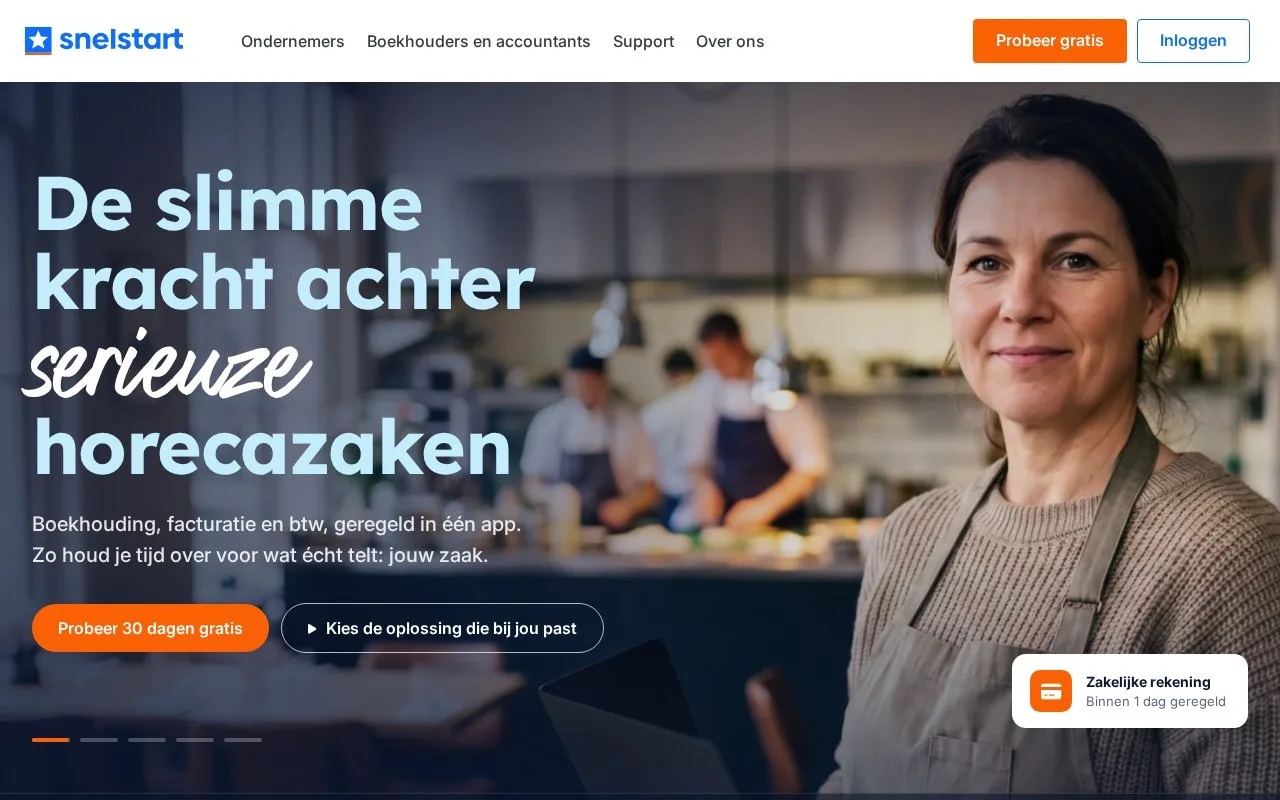 Screenshot of the SnelStart homepage