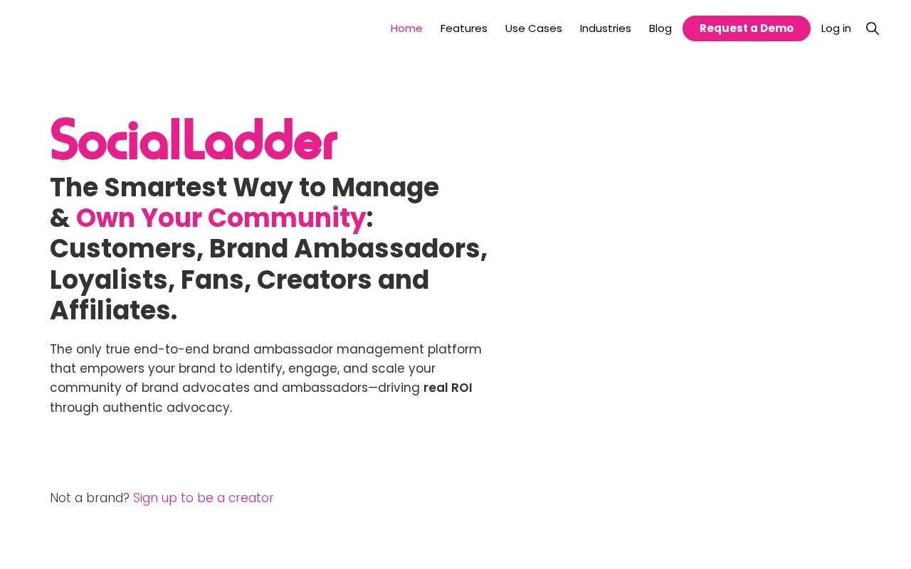 Screenshot of the SocialLadder homepage