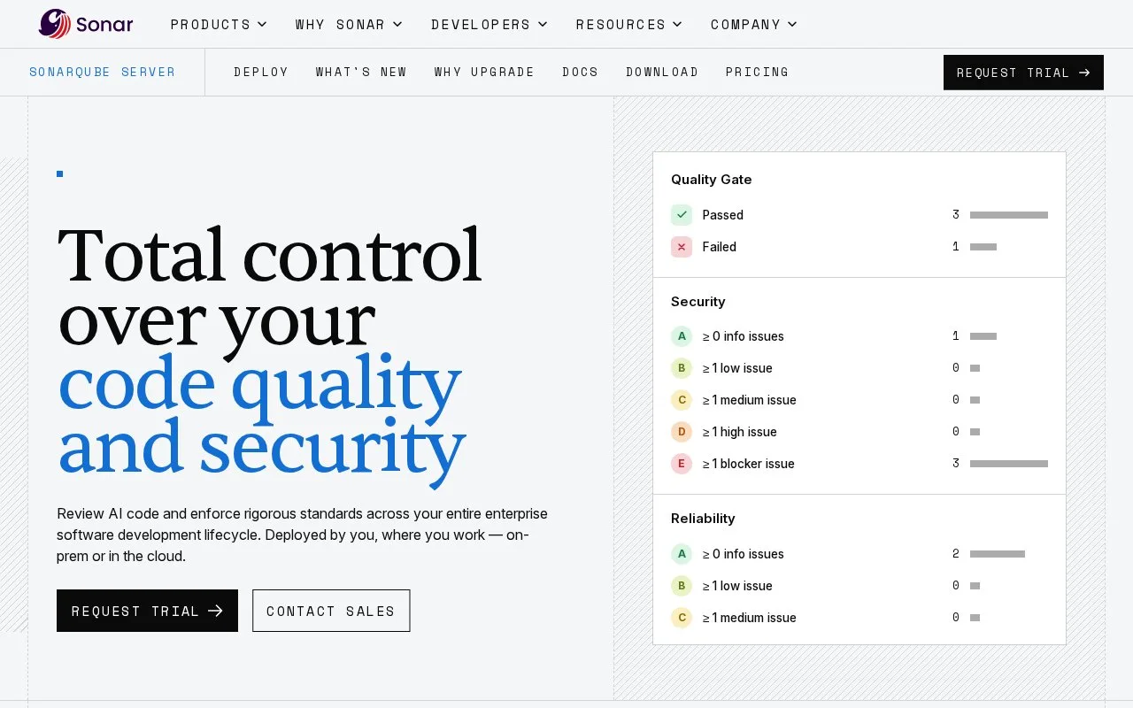 Screenshot of the SonarQube Server homepage