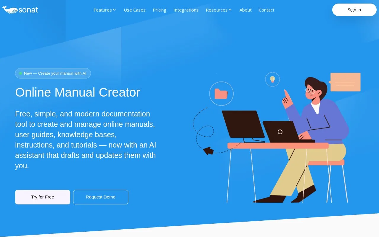 Screenshot of the Sonat homepage