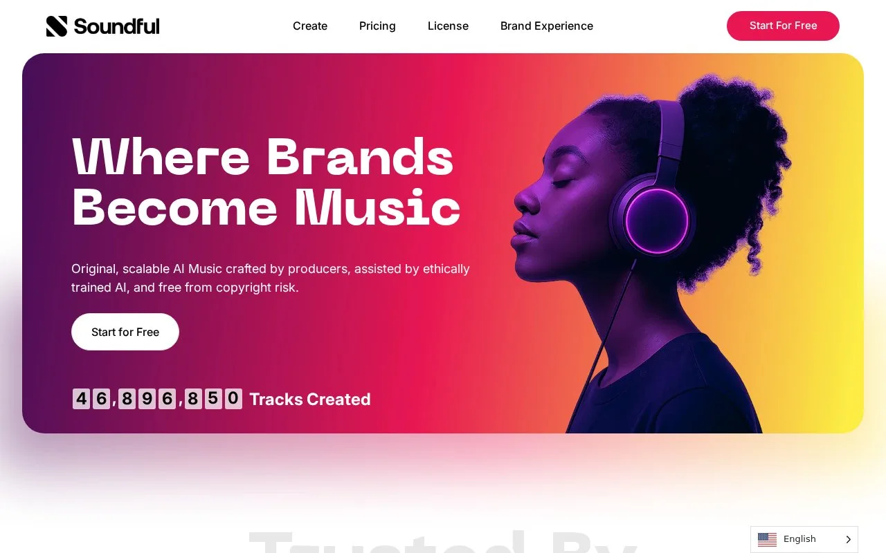 Screenshot of the Soundful homepage