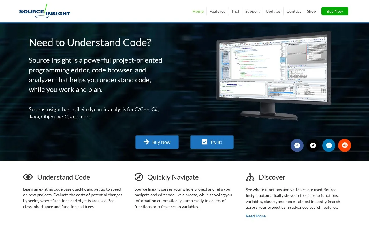 Screenshot of the Source Insight homepage