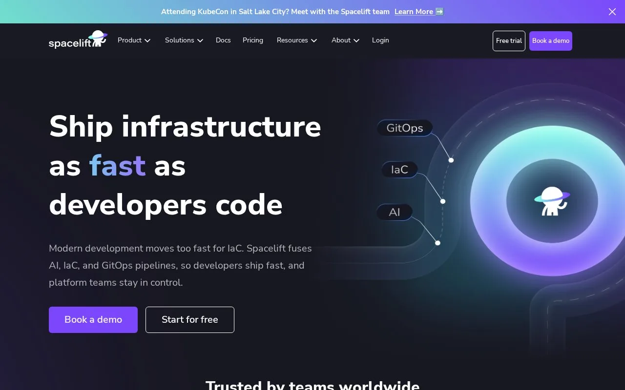 Screenshot of the Spacelift homepage
