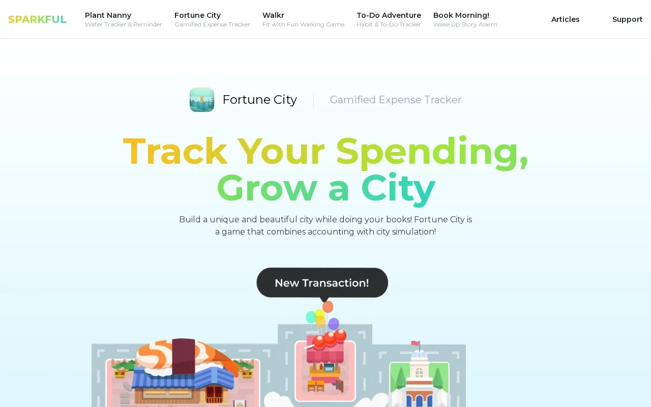 Screenshot of the Fortune City homepage