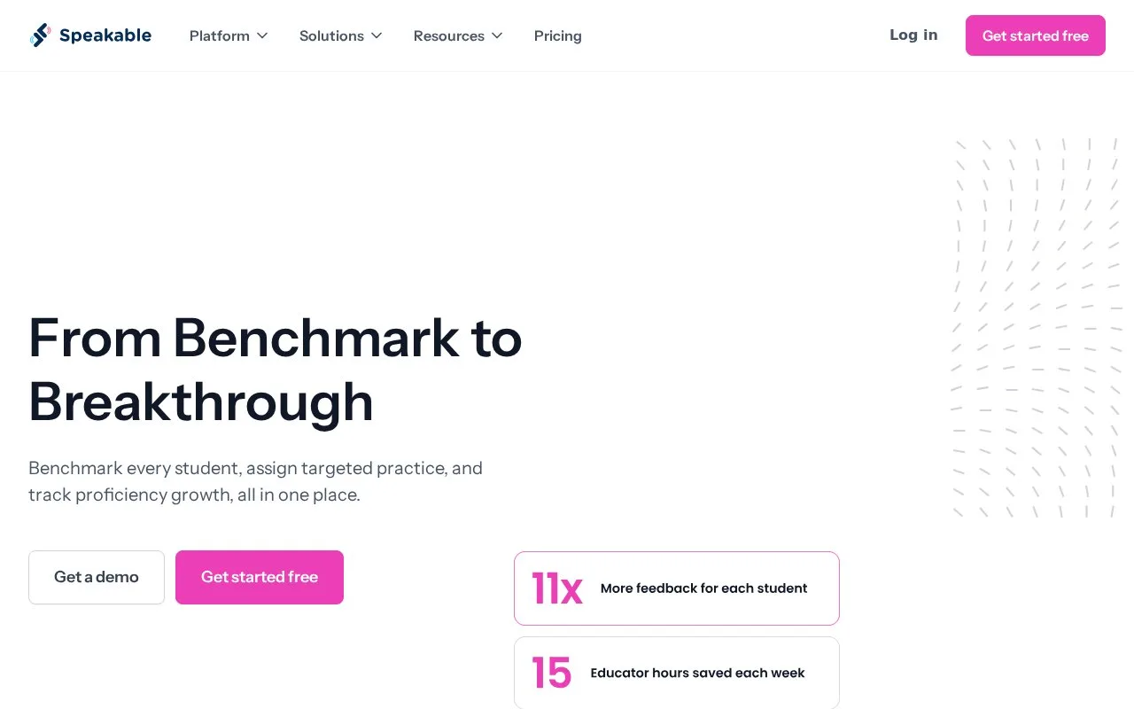 Screenshot of the Speakable homepage
