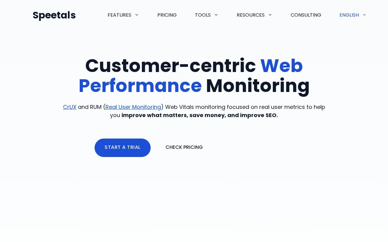 Screenshot of the Speetals homepage