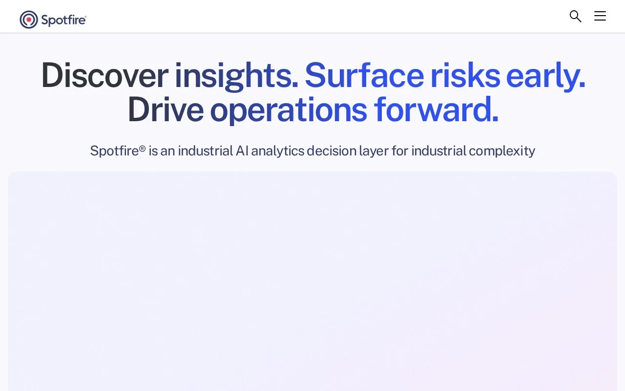Screenshot of the Spotfire homepage