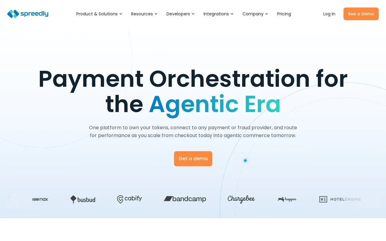 Screenshot of the Spreedly homepage