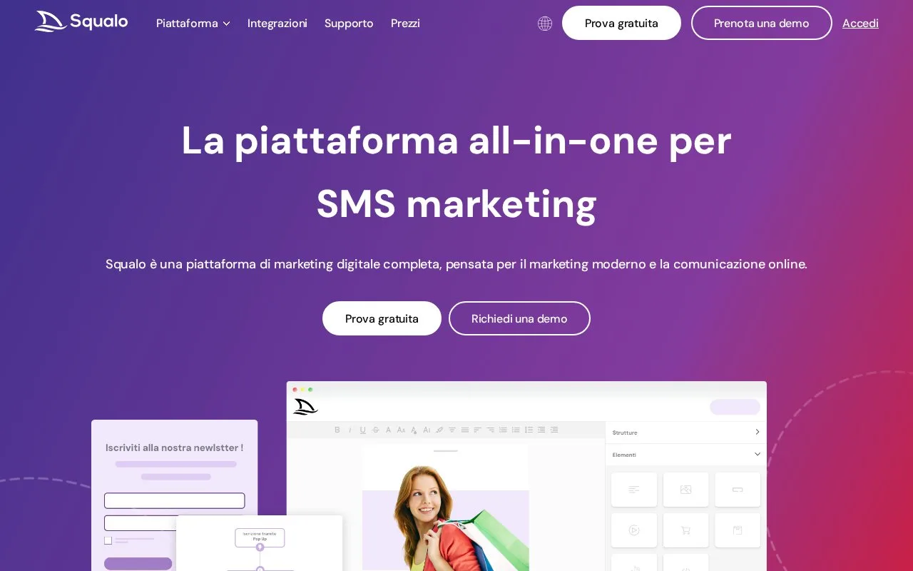Screenshot of the Squalo homepage