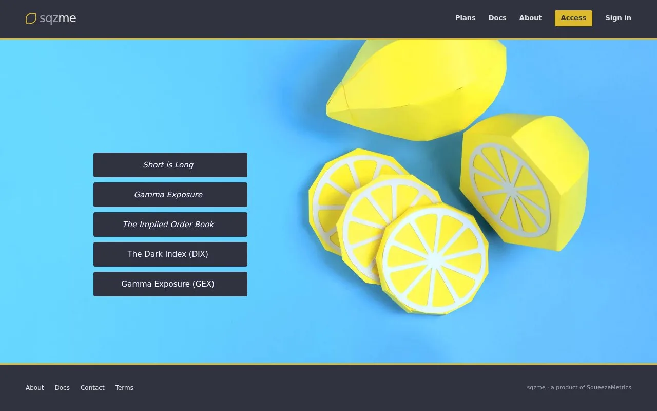 Screenshot of the SqueezeMetrics homepage