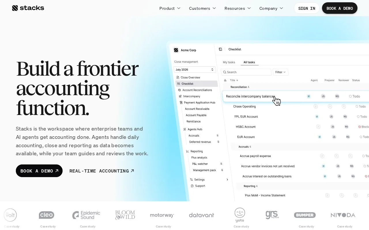 Screenshot of the Stacks homepage