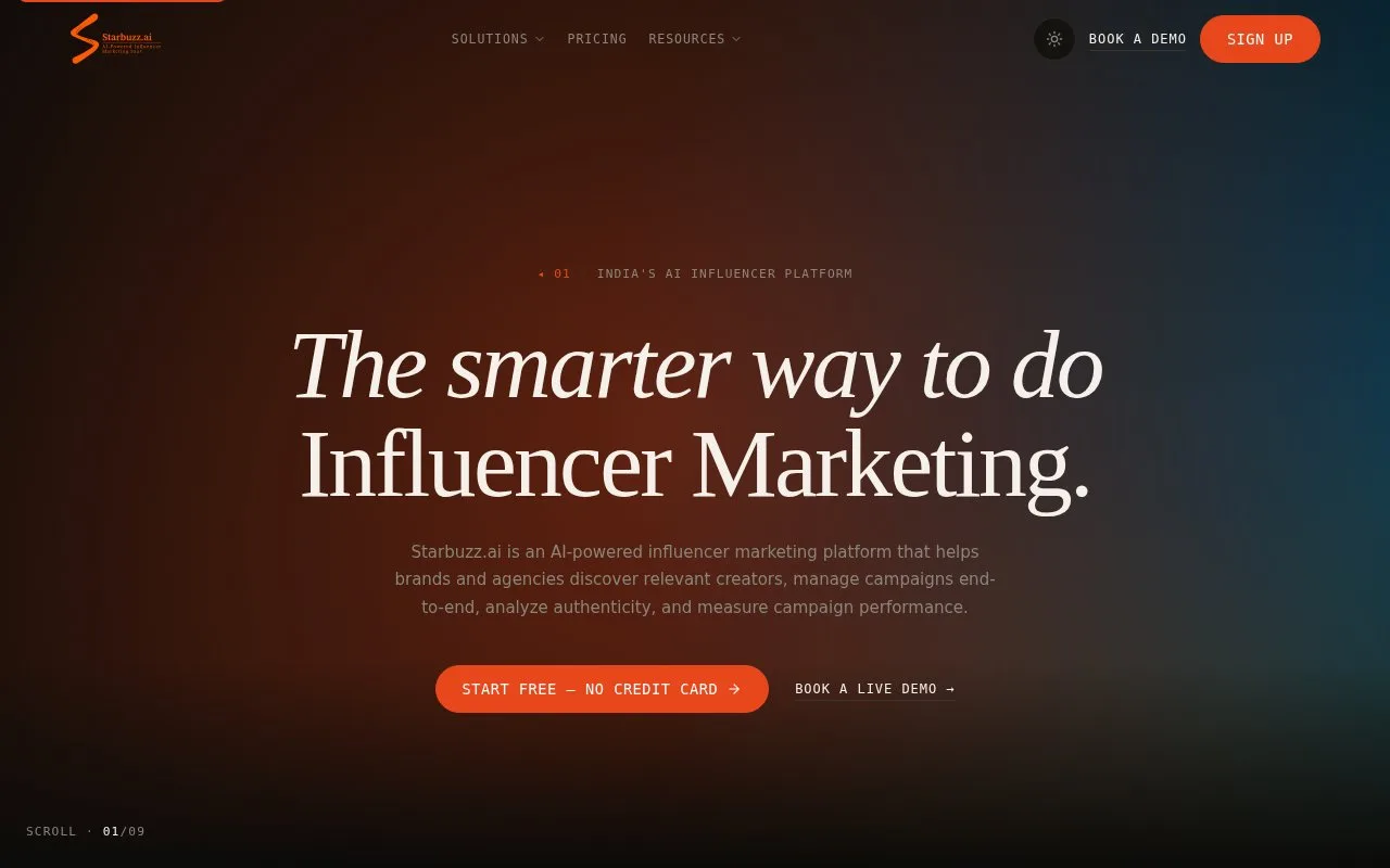 Screenshot of the Starbuzz.ai homepage