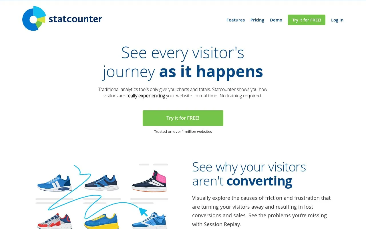Screenshot of the Statcounter homepage