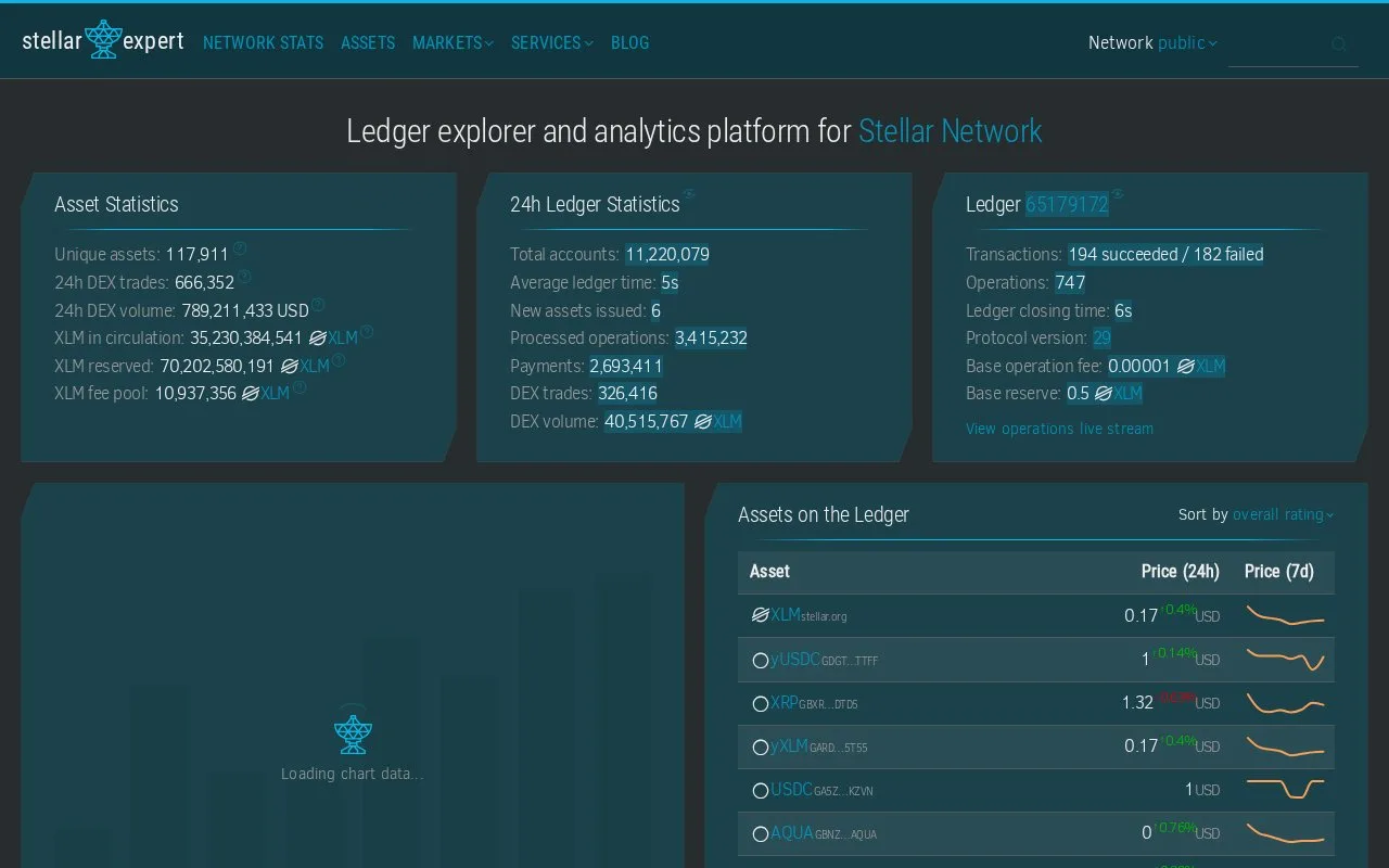 Screenshot of the Stellar Expert homepage