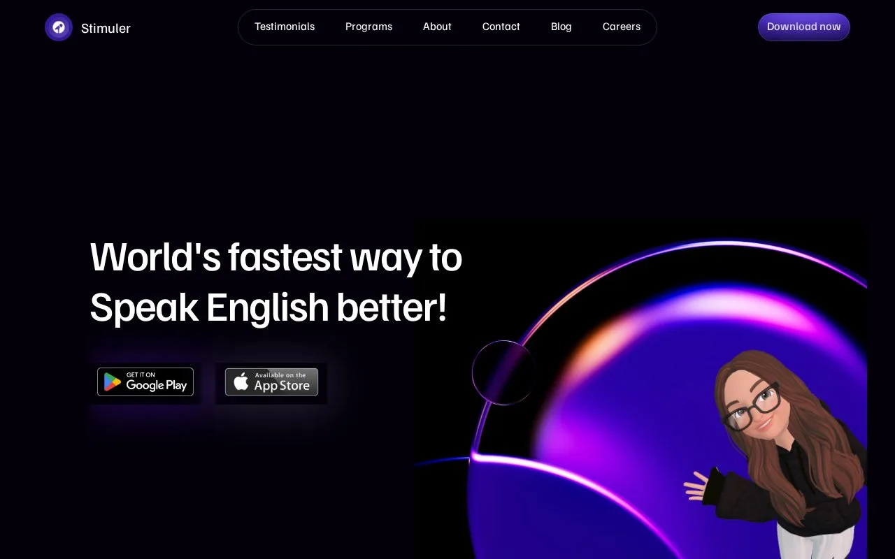 Screenshot of the Stimuler homepage