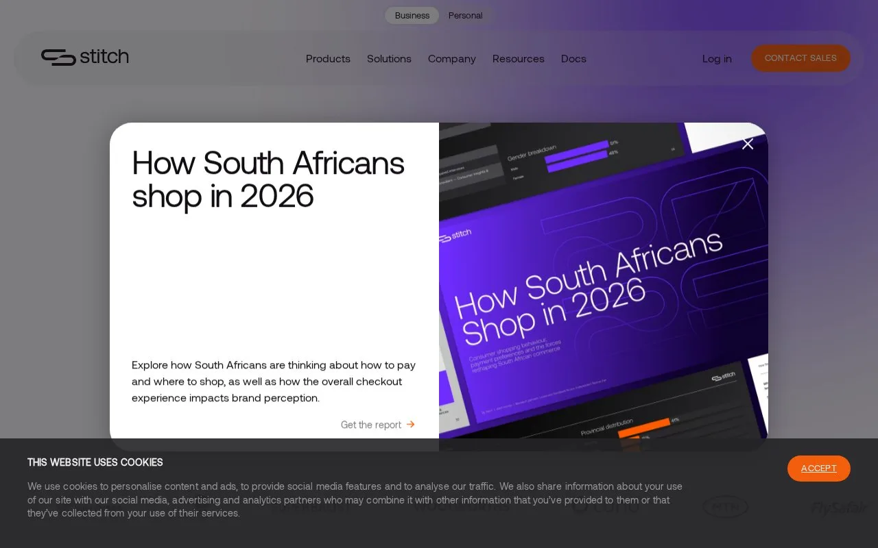 Screenshot of the Stitch homepage