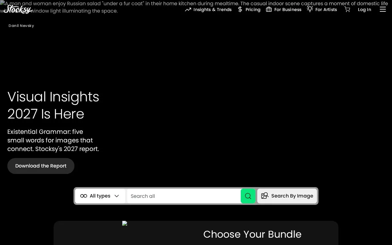 Screenshot of the Stocksy homepage