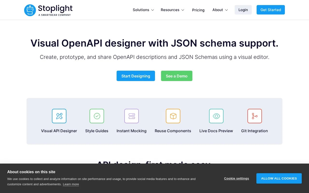 Screenshot of the Stoplight homepage