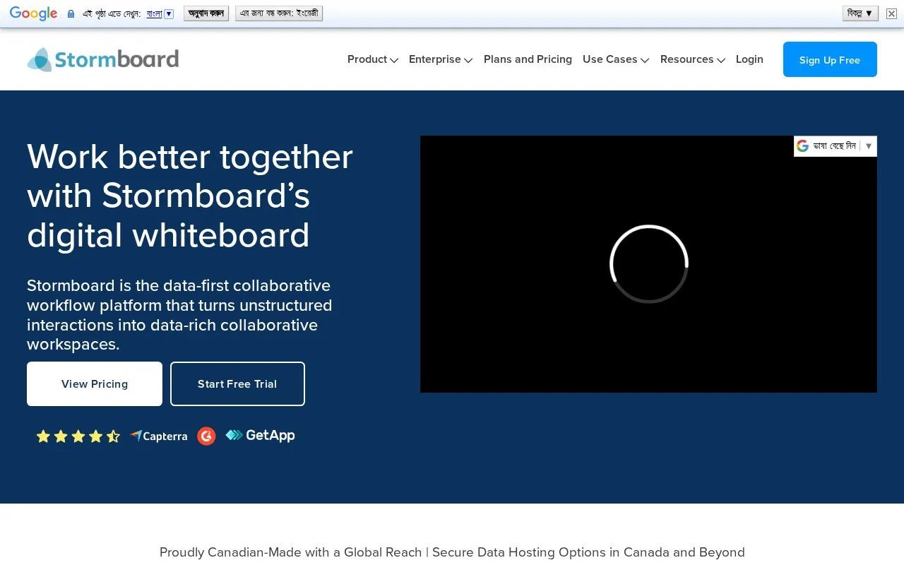 Screenshot of the Stormboard homepage
