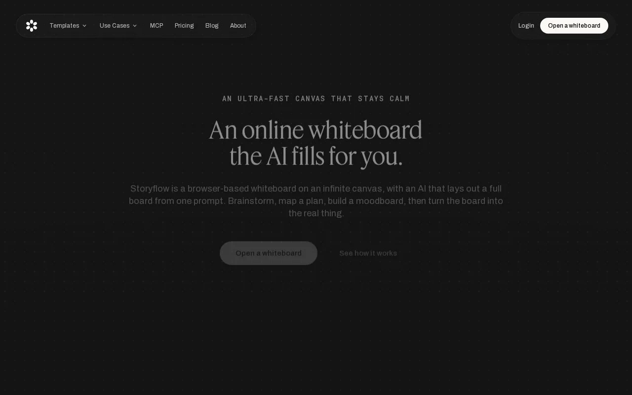 Screenshot of the Storyflow homepage