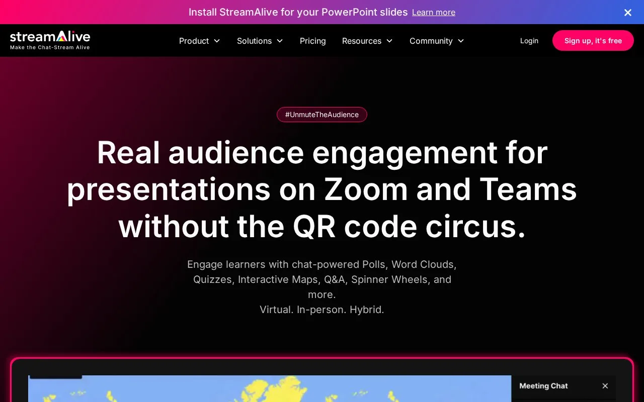 Screenshot of the StreamAlive homepage