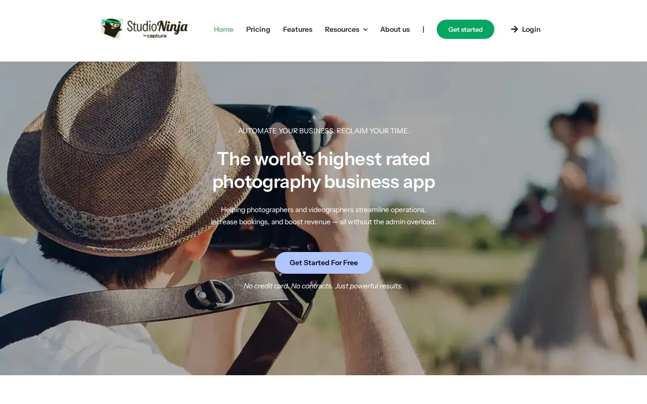Screenshot of the Studio Ninja homepage