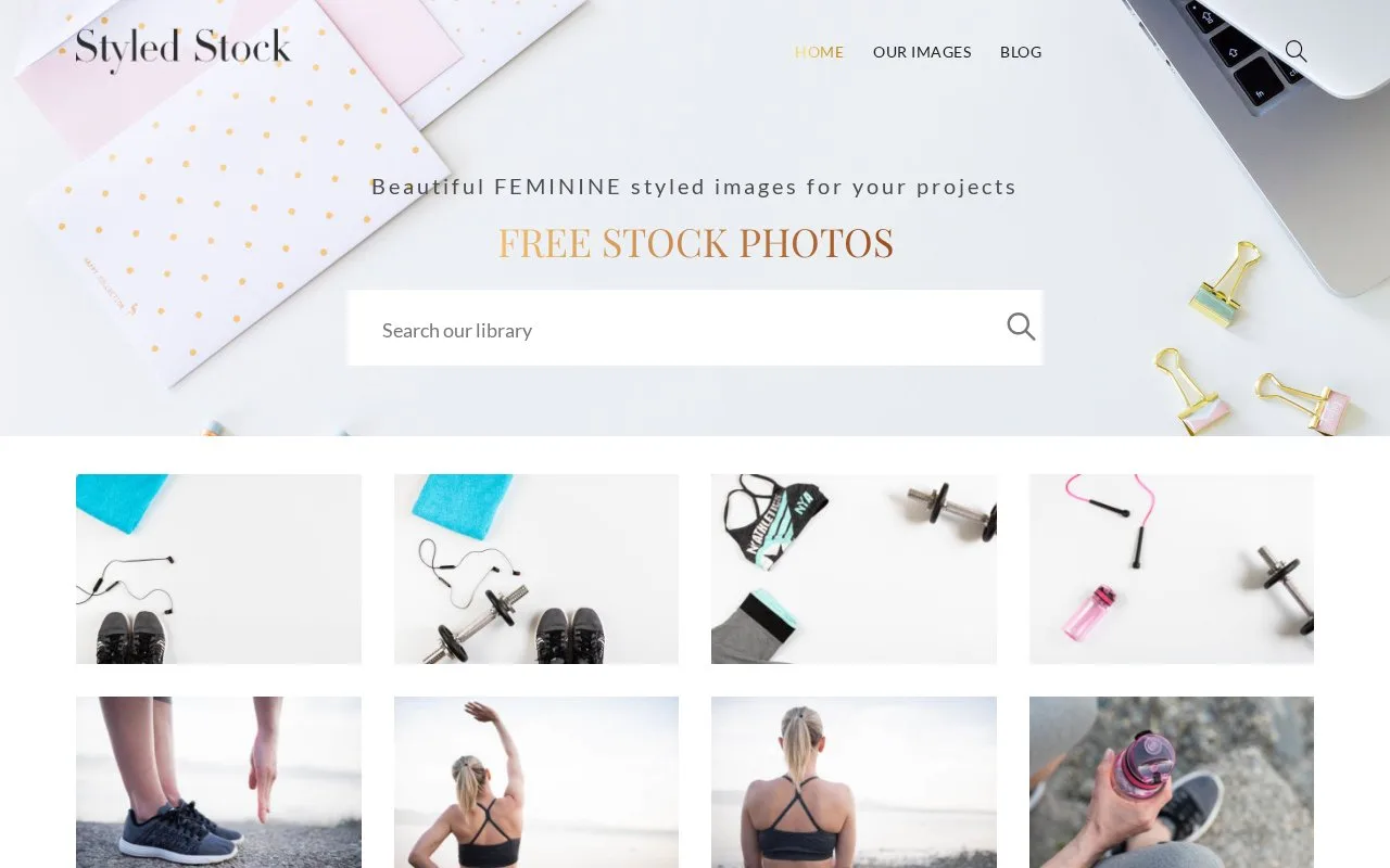 Screenshot of the StyledStock homepage
