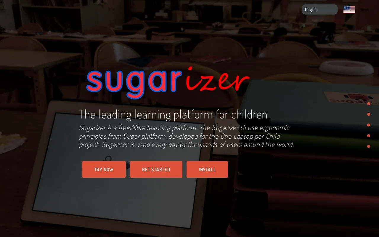 Screenshot of the Sugarizer homepage
