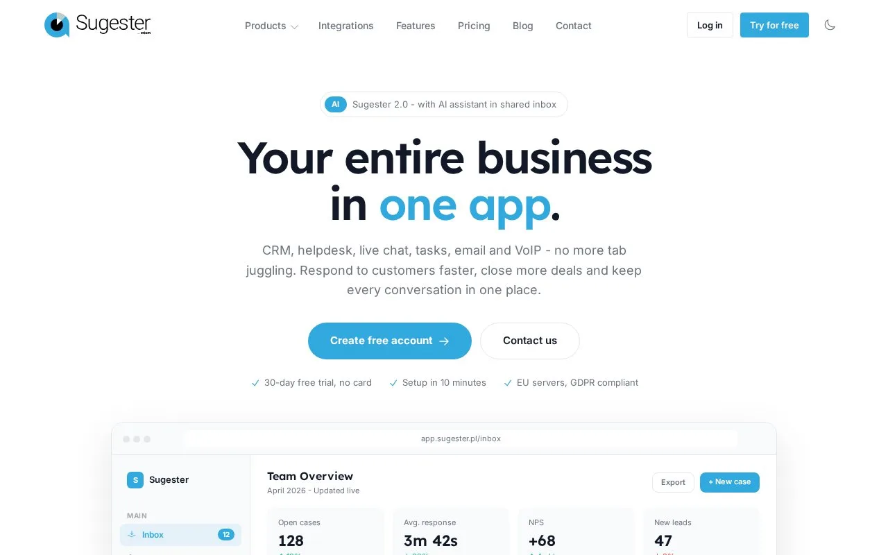 Screenshot of the Sugester homepage