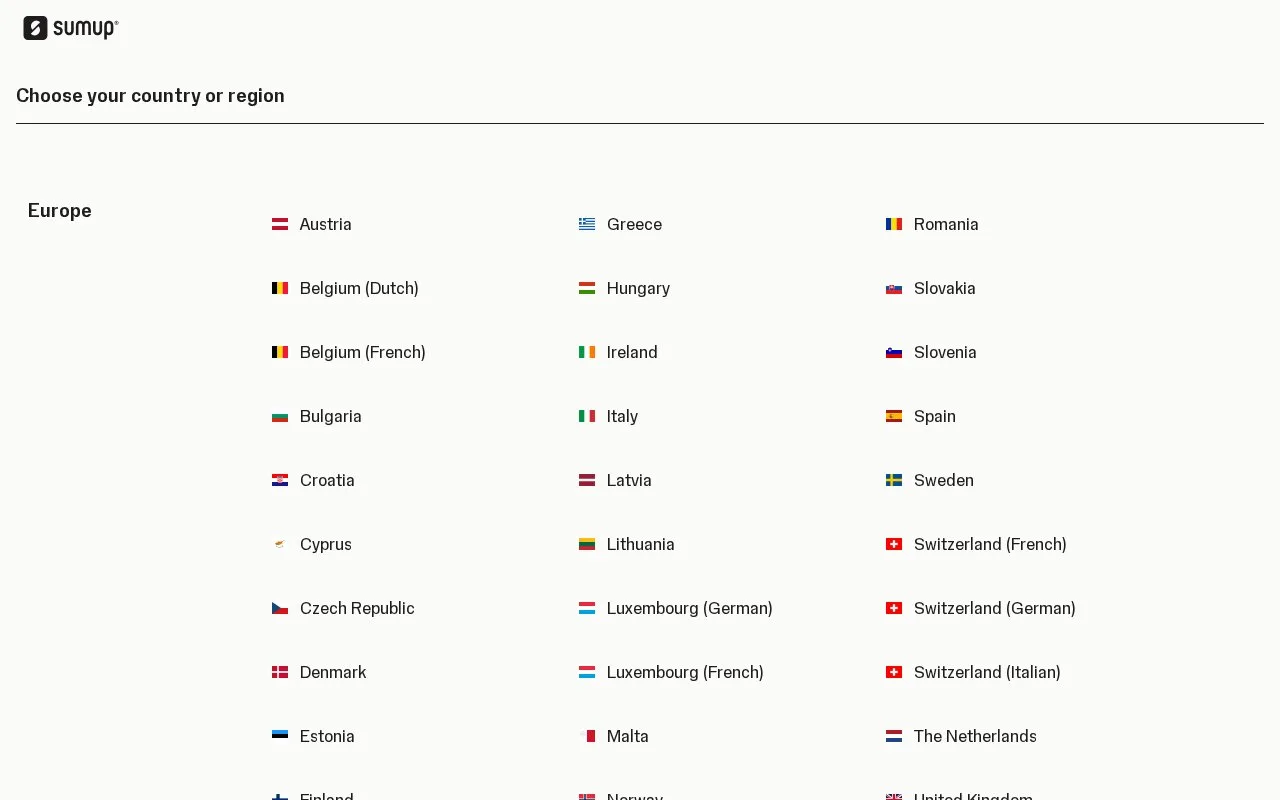 Screenshot of the SumUp homepage