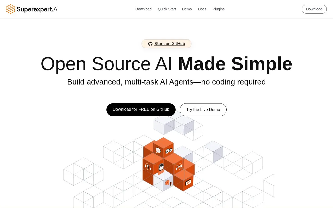 Screenshot of the Superexpert.AI homepage