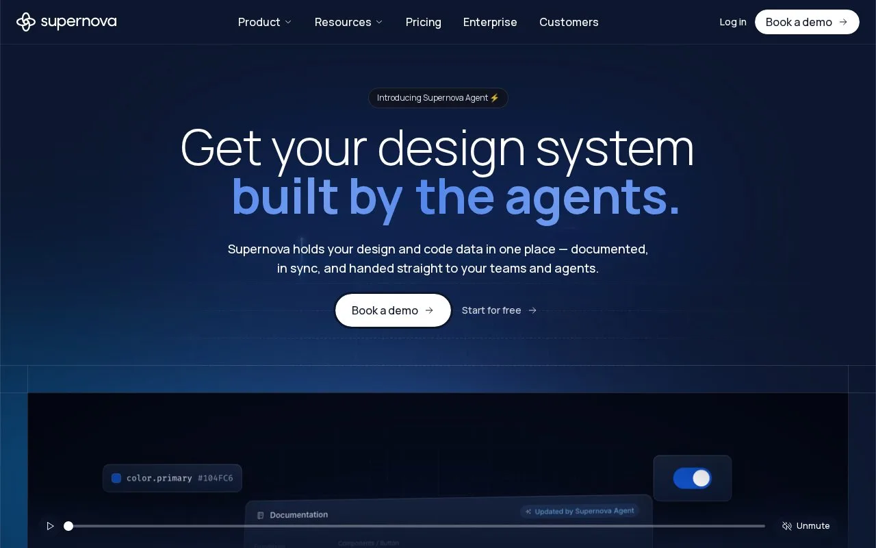 Screenshot of the Supernova homepage