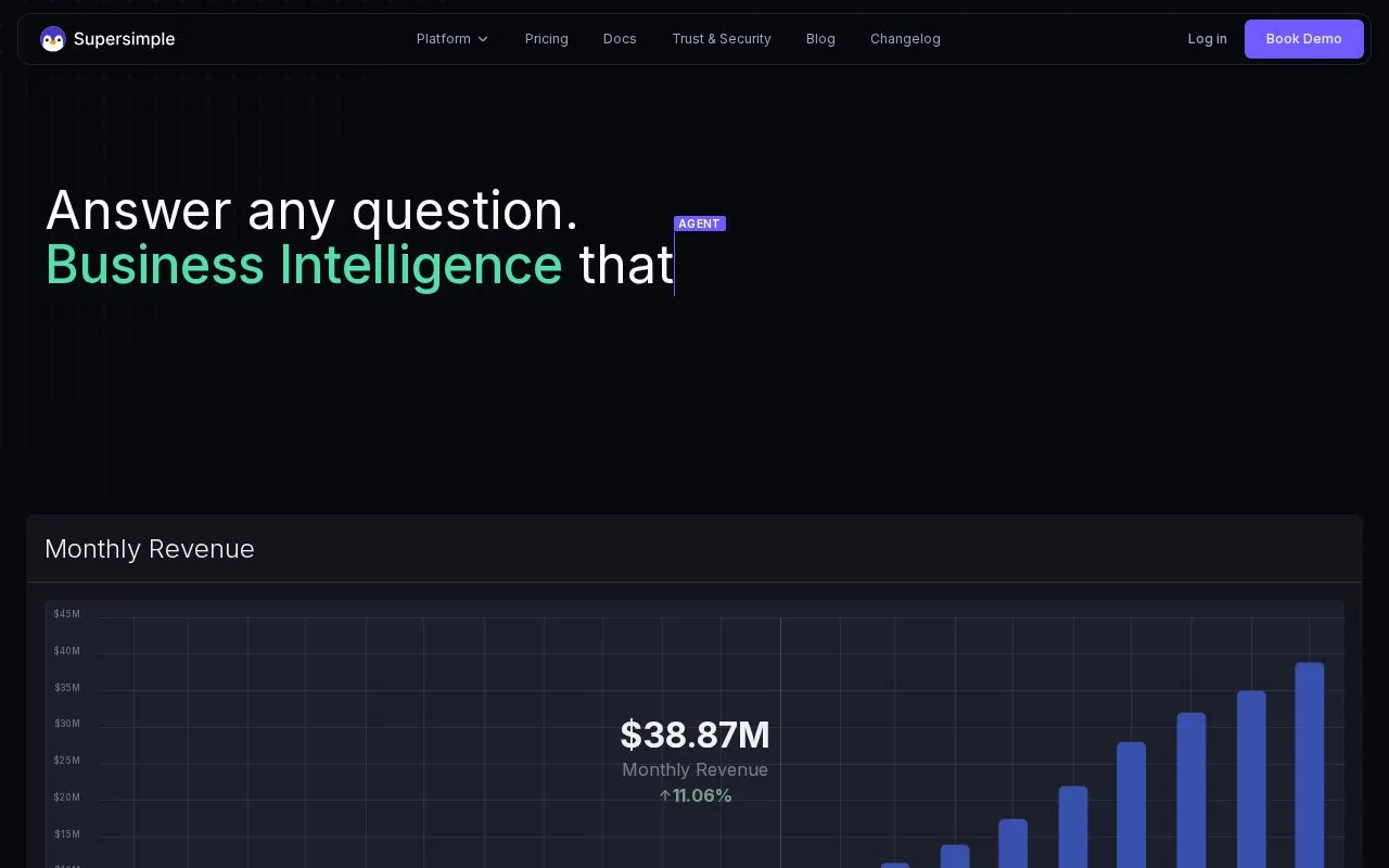 Screenshot of the Supersimple homepage