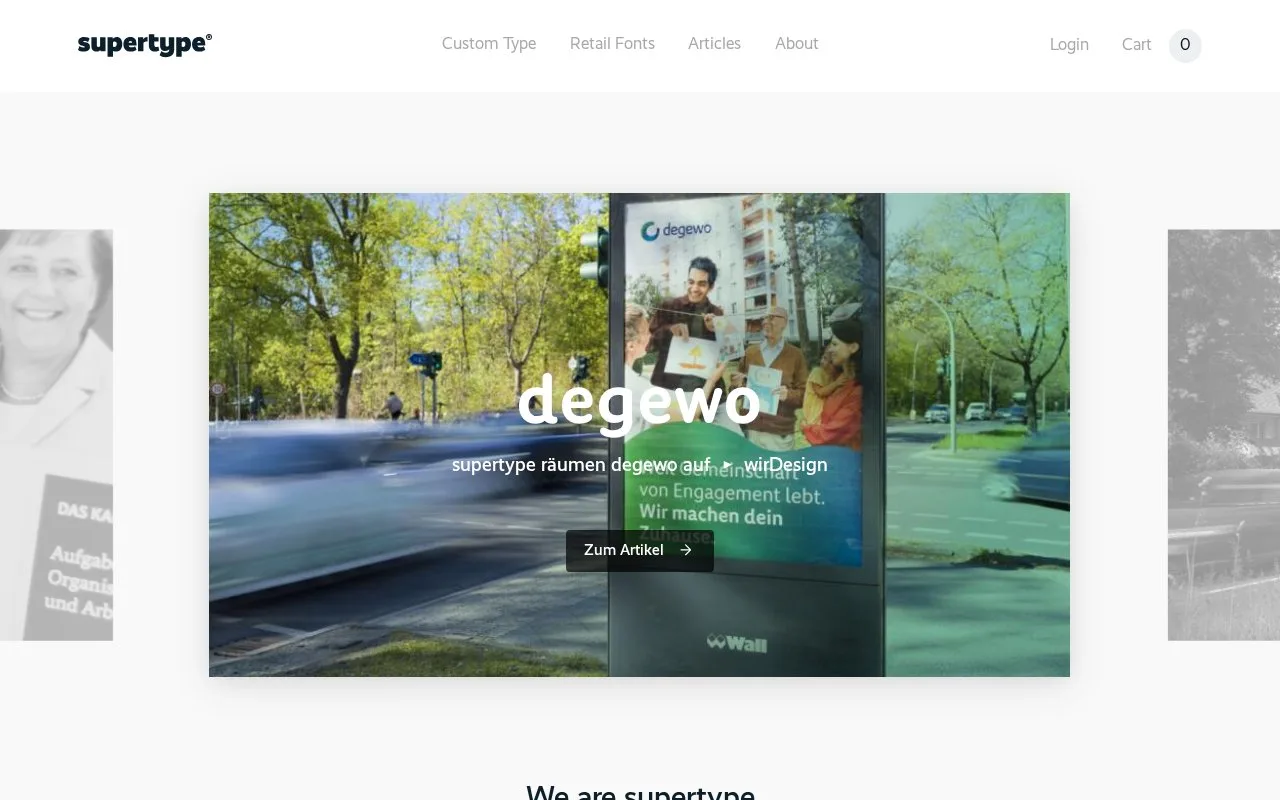 Screenshot of the Supertype homepage