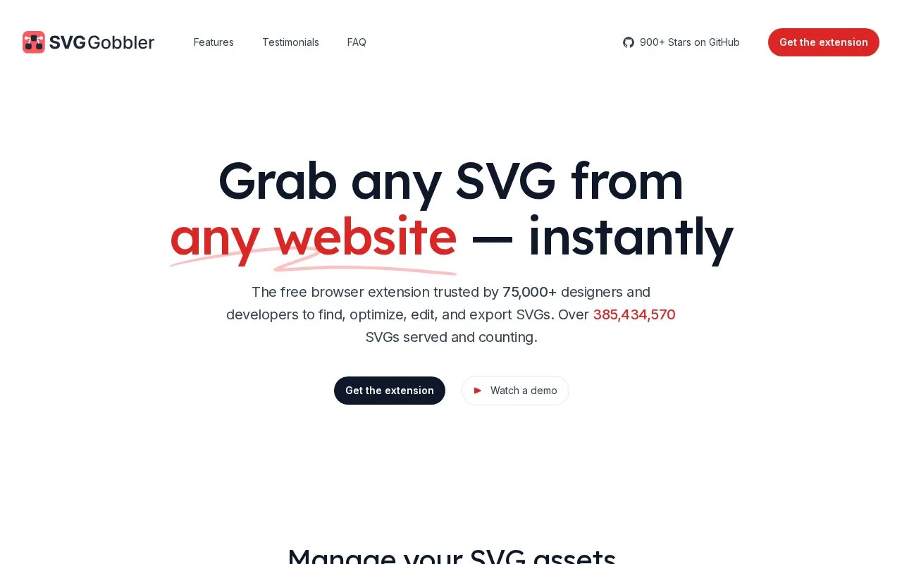 Screenshot of the SVG Gobbler homepage