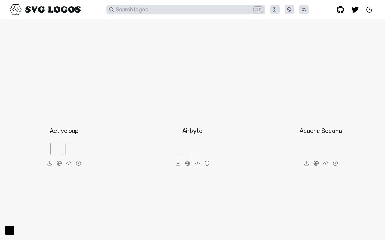 Screenshot of the SVG Logos homepage