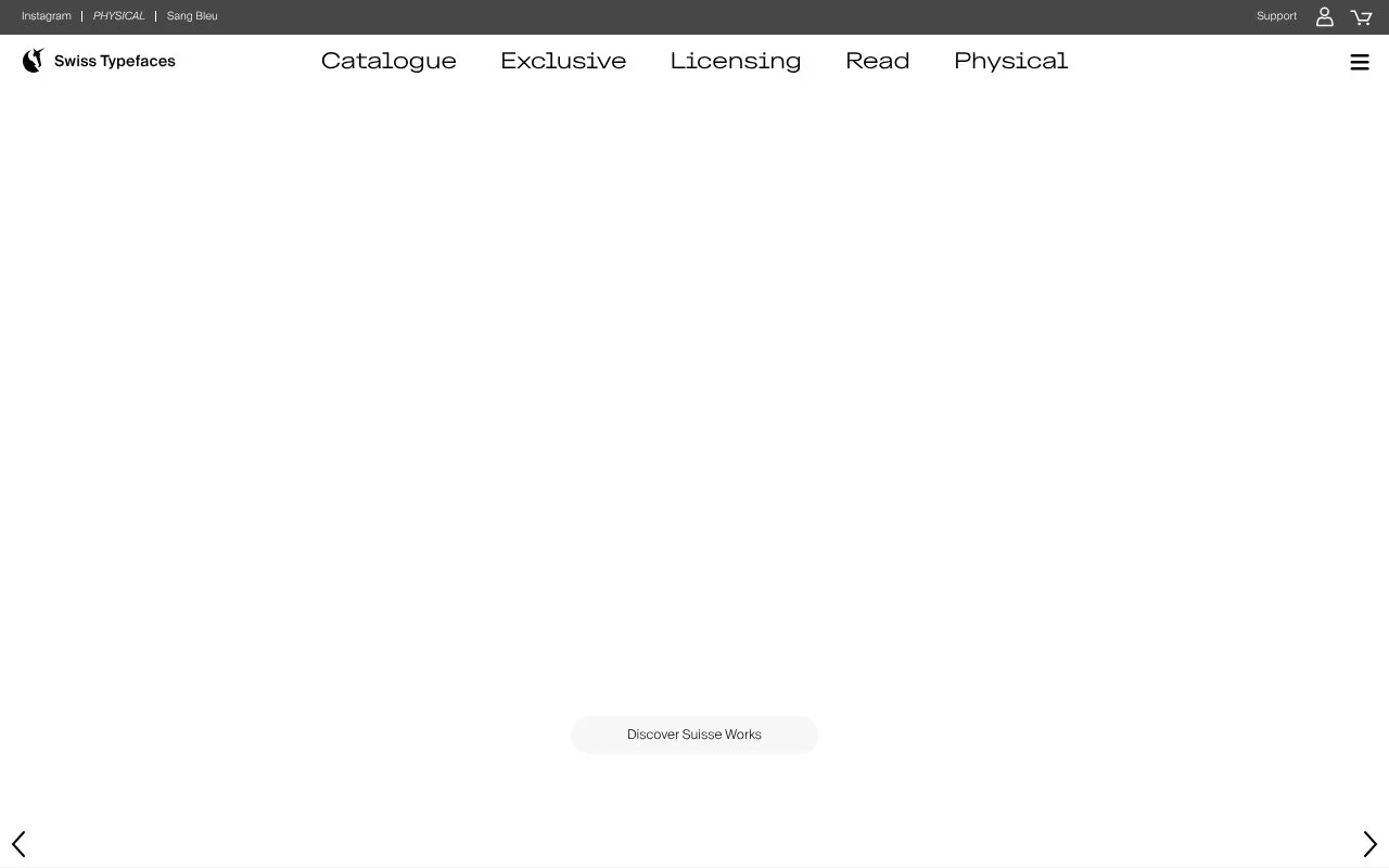 Screenshot of the Swiss Typefaces homepage