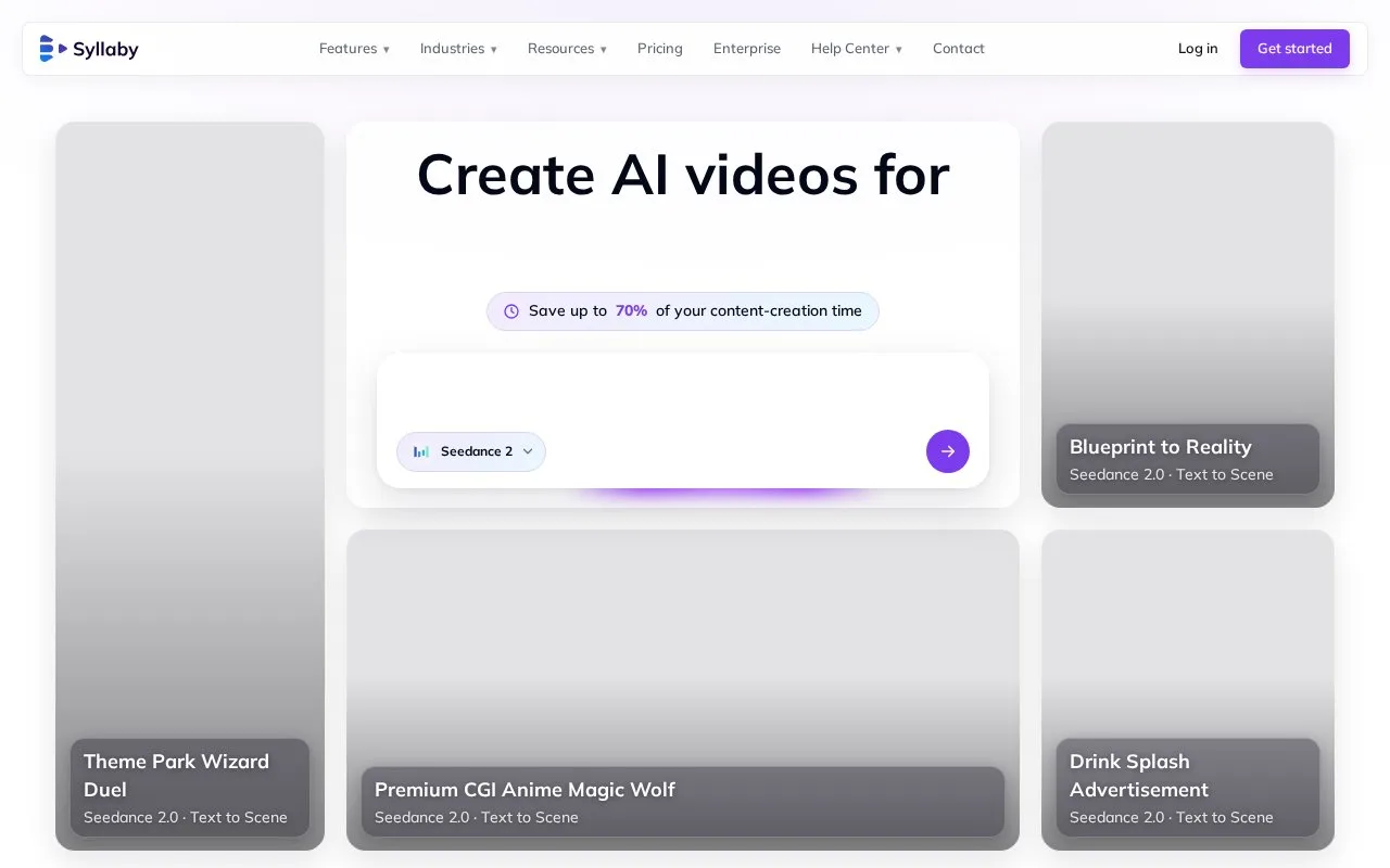 Screenshot of the Syllaby homepage