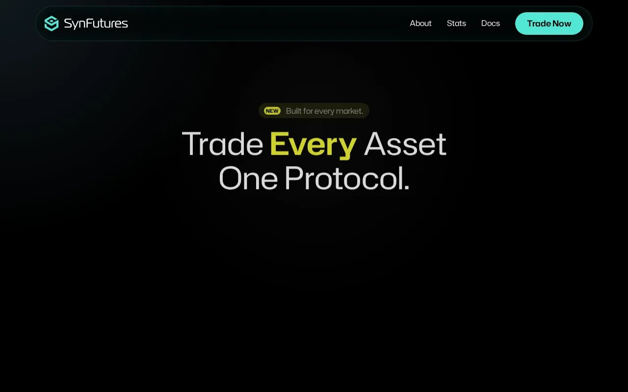 Screenshot of the SynFutures homepage