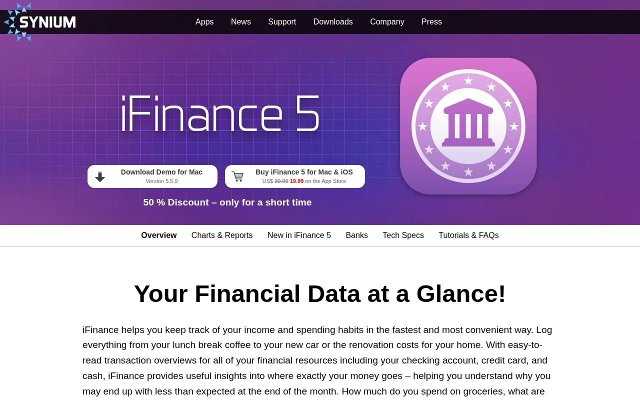 Screenshot of the iFinance homepage
