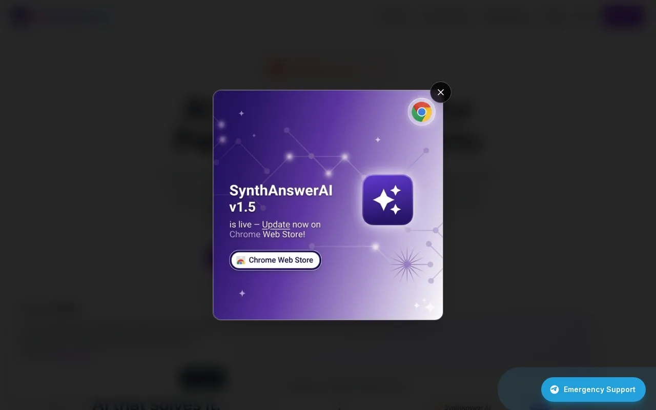 Screenshot of the SynthAnswer AI homepage